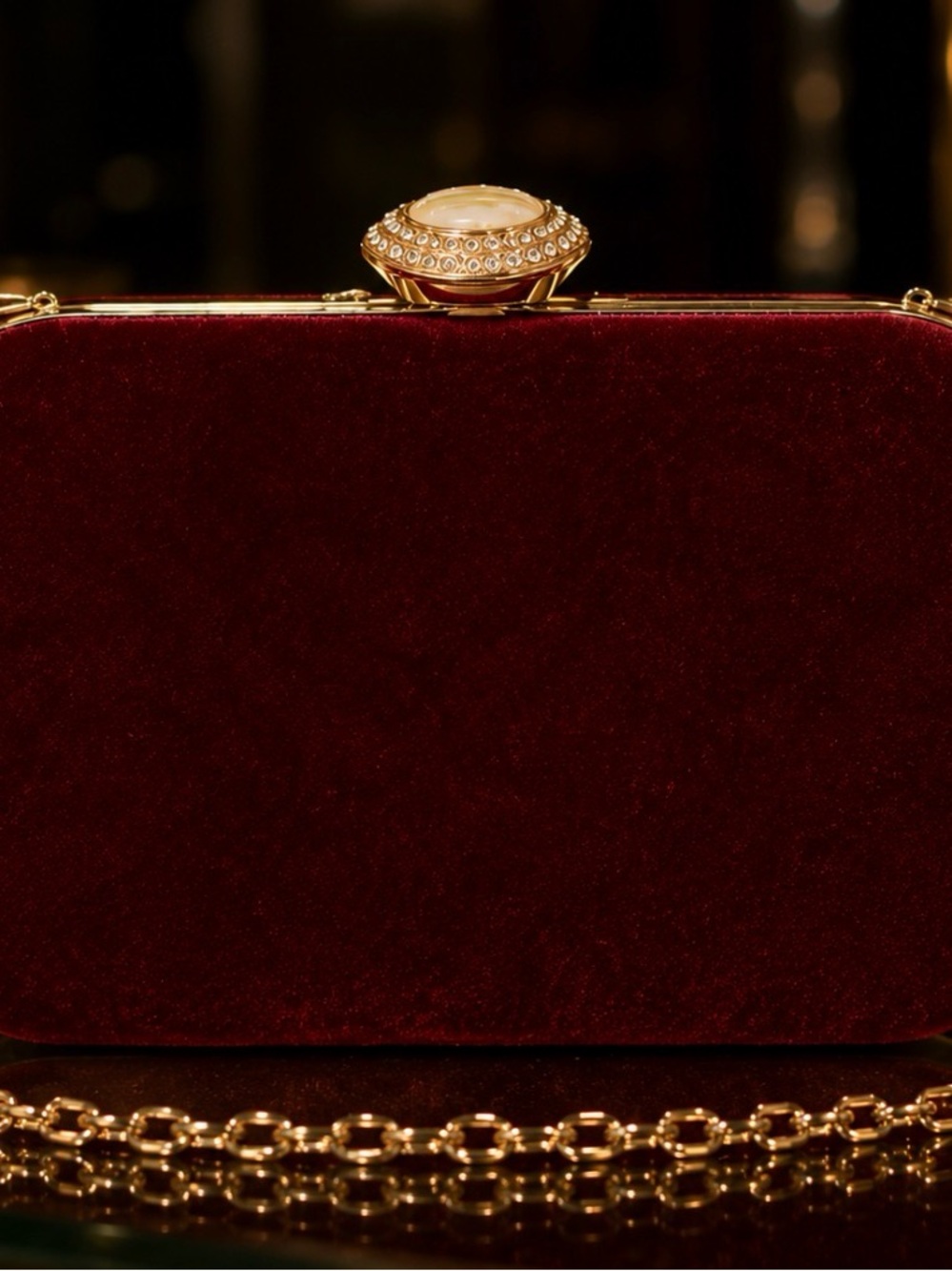 Luxe & Lattice “One Martini Away” Ruby Velvet Swarovski Crystals Evening Bag NWT - Picture 6 of 7